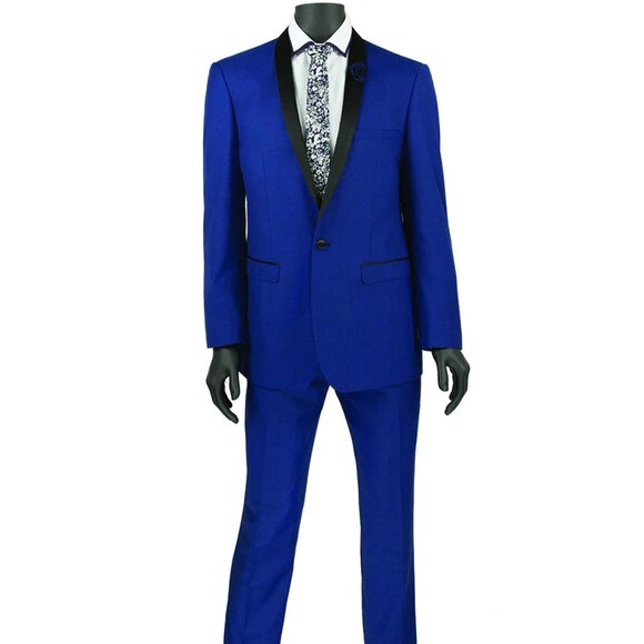 Mens Slim Fit Shawl Tuxedo in Blue - Picture 1 of 3
